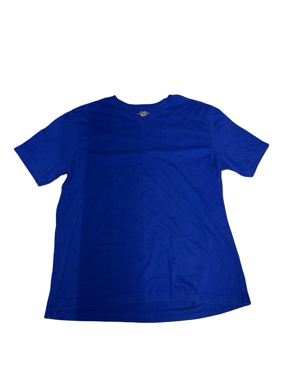 Club Room V Neck T Shirt Adult Large Blue Short Sleeve 100% Cotton Casual Basic